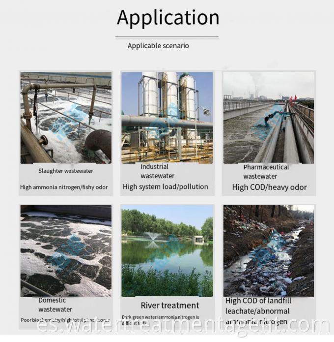 Agentes aeróbicos Bacterias Polvo gris Tratamiento de aguas residuales DBO DQO Amoníaco Retiro del nitrógeno 0